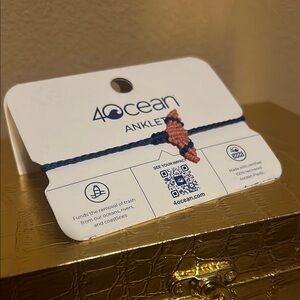 4ocean Blue and Pink Anklet NWT